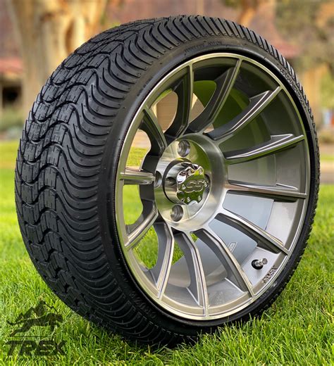 14" TITAN Gunmetal/Machined Aluminum Wheels and 205/30-14 Low Profile DOT Tires Combo - Set of 4