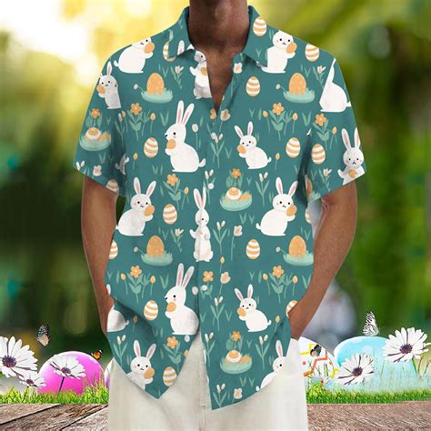 ZZHZGZ Fourth of July Beach Clothes for Men Men's Easter Digital 3D Printed Short Sleeve Shirt ...