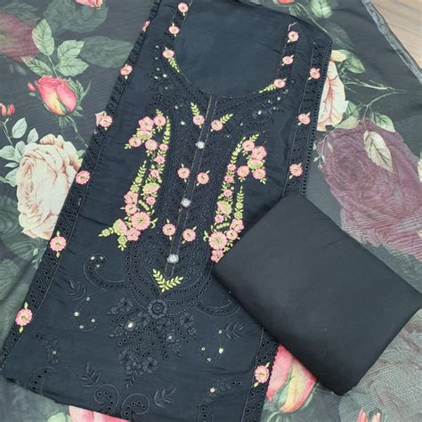 Set 44-07th Dec - Black Muslin kurta - Floral prints - Beautiful ...