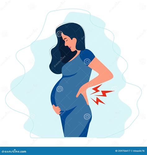 Worried Pregnant Woman Experiences Backache Discomfort Stock Vector ...