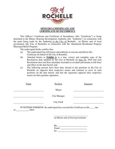 Free Printable Certificate Of Incumbency Templates [Word, PDF]