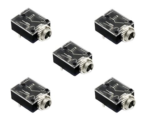 Electronicspices 5PCS 5 Pin 3.5mm Stereo Audio Jack Socket PCB Panel ...
