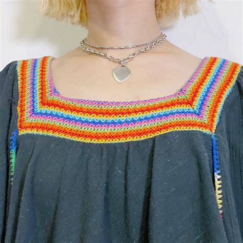 70s black and rainbow tunic top | LEMON