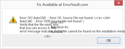 Corel Error 1311.source File Not Found 的图像结果