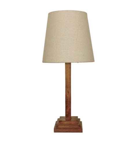 Buy Babel Wooden Table Lamp with Brown Base and Premium White Fabric ...