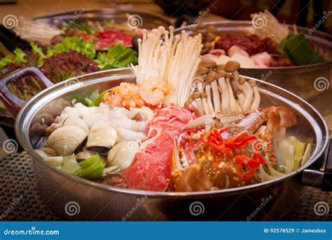 Korean Seafood Hot Pot with Sea Crab, Clams, Shrimp and Octopus Stock ...