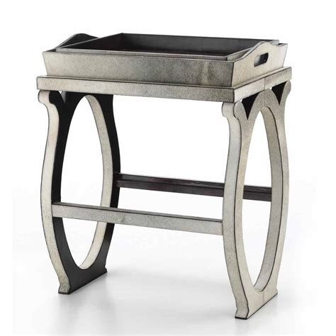 Modern design console with tray in Felicia gray pony leather