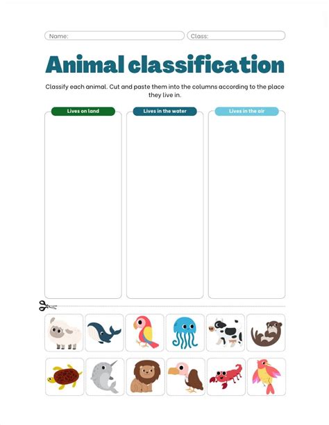 Animal Classification Worksheet 的图像结果