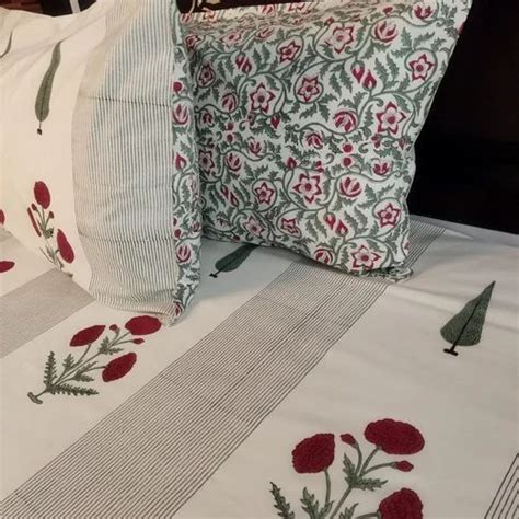 Bedding Set - White Hand Block Printed Cotton Bed Sheet Manufacturer ...