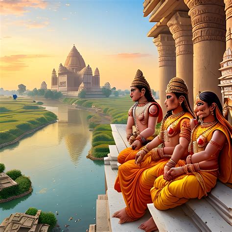 a scene from Ramayan located in Ayodhya, Vedic period, high definition ...