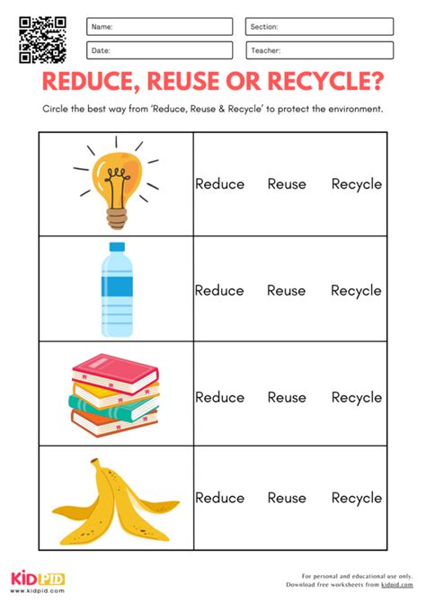 Reduce Reuse/Recycle Worksheet 的图像结果