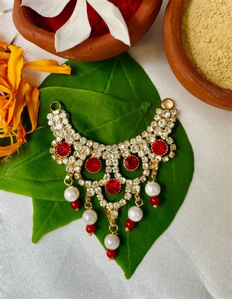 Laddu Gopal Jewellery – Red & Pearl Designer Necklace for Kanha Ji ...