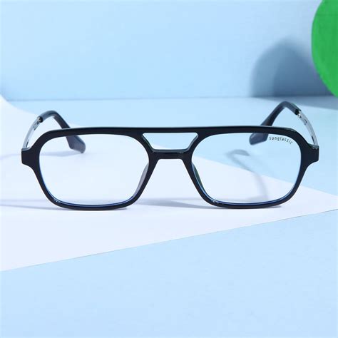 Buy Colton Edition Black Transparent Rectangle Sunglasses Online ...