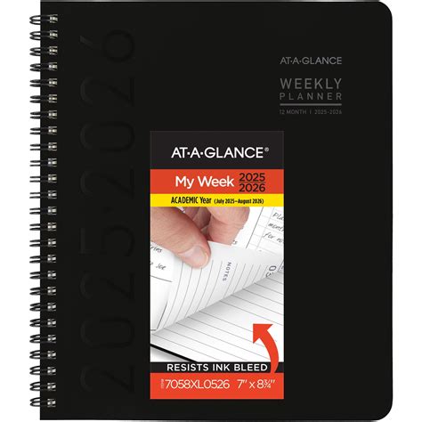 AT-A-GLANCE Contemporary Lite Academic 2025-2026 Weekly Monthly Planner Black - Walmart.com