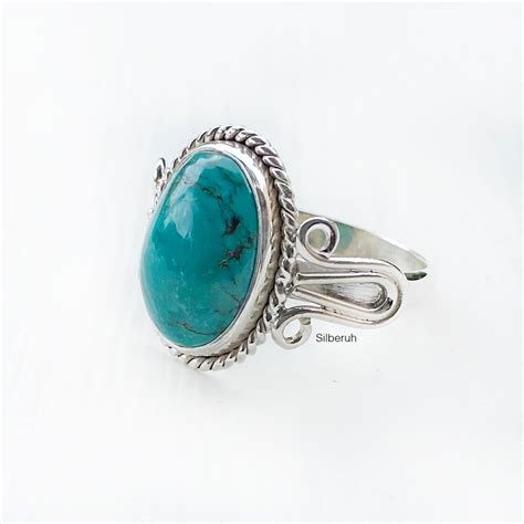 Natural Turquoise Twisted Silver Ring – SILBERUH