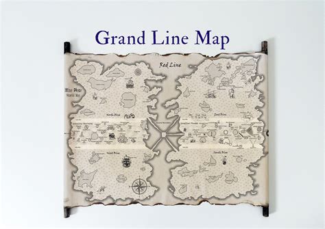 Grand Line Map, One Piece Weltkarte auf handgemachter Schriftrolle ...