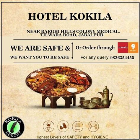 Menu at Kokila Resort, Jabalpur