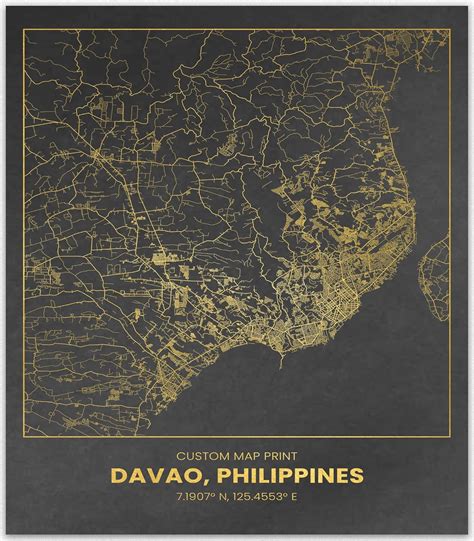 Davao City Philippines Map Wall Art / Home Wall Nepal | Ubuy