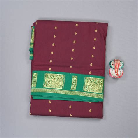Hayagrivas Ten Yards Semi Silk Saree in Vibrant Maroon BBC147D7-1 ...