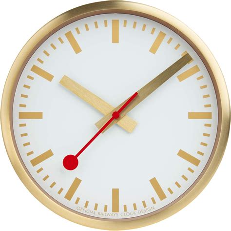 Buy Mondaine, Wall Clock, 25 cm, Gold Clock for Living Room and Kitchen ...