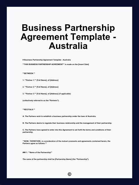 Partnership Agreement Template 的图像结果