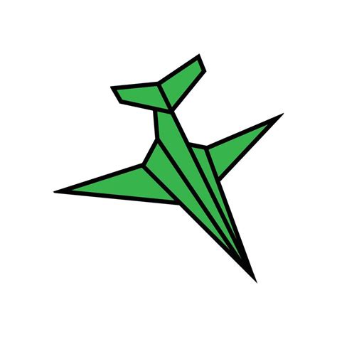 Green Origami Paper Airplane Symbol with Clean White Background ...
