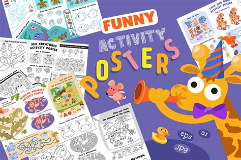 Funny Activity Posters for Kids Gráfico por Arty Bears · Creative Fabrica