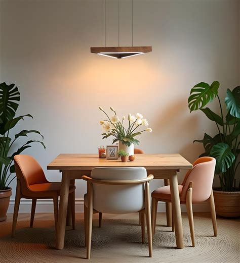 Trine Triangular Brown LED Hanging Lamp | Wooden Lamps by Woodfit