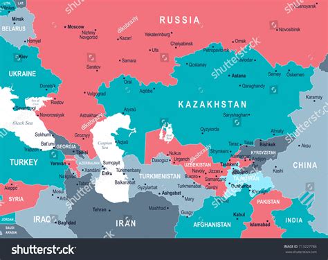 Caucasus And Central Asia Map Caucasus And Central Asia Vector Map