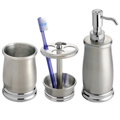 InterDesign Stainless Steel Bath Countertop Accessory Set, Soap ...