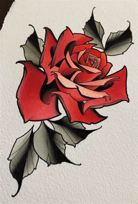 Neo trad rose tattoo - Bronctattooaus.com