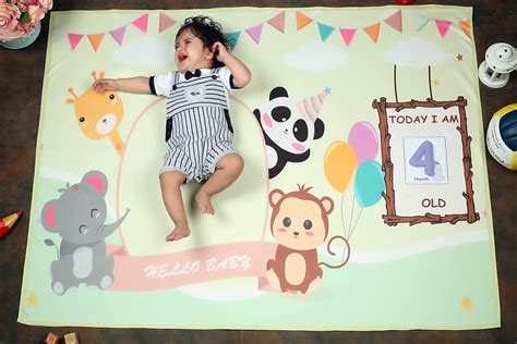 NEW COMERS® Milestone Cotton Baby Blanket & Props for Monthly ...