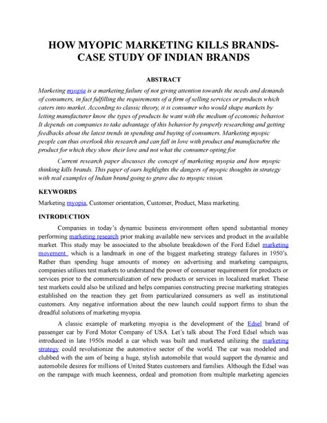 HOW Myopic Marketing Kills Brands-CASE Study OF Indian Brands - HOW ...