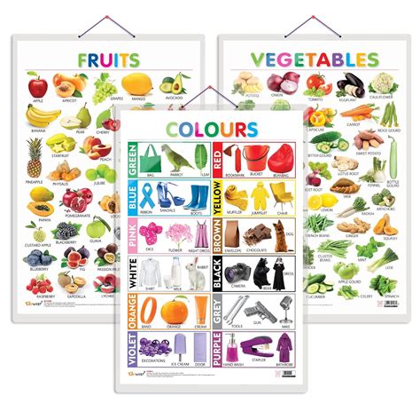 Set of 3 Fruits, Vegetables and Colours Early Learning Educational ...