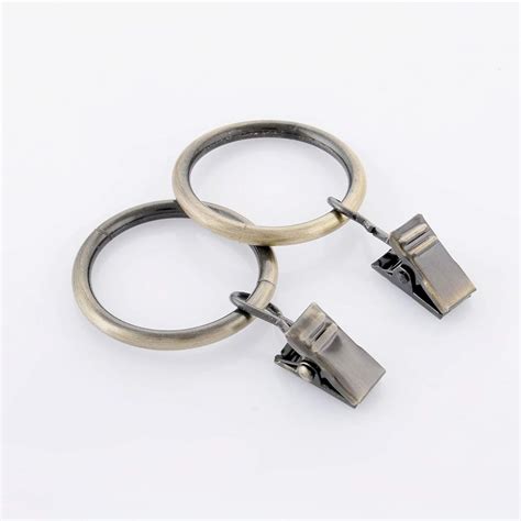 Buy DECO WINDOW Set of 14 Curtain Rings with Clips - Antique Brass from ...