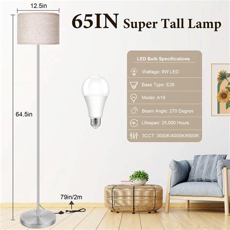 65?Modern Simple Floor Lamp Foot Switch, Silver Standing Lamp for ...