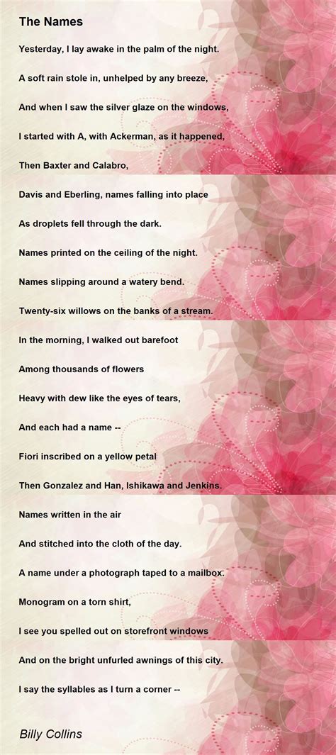 The Names Poem by Billy Collins - Poem Hunter