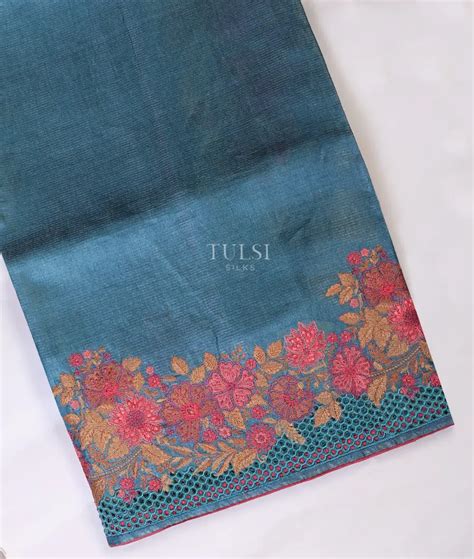 Buy Blue Tussar Cutwork Saree T645641-2