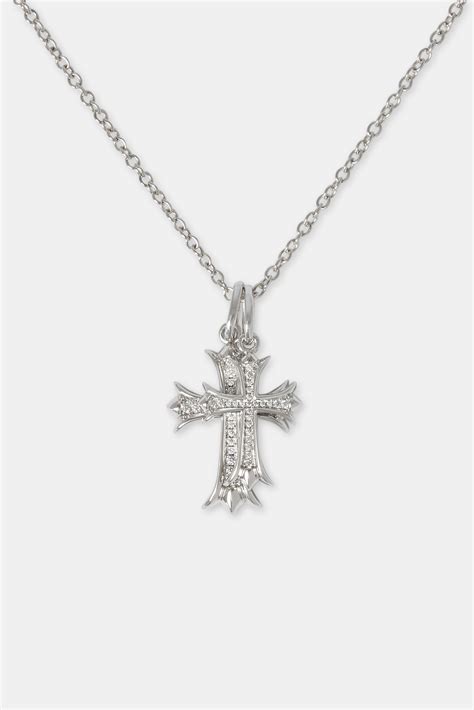 24mm Micro Double Cross Necklace - White | Womens Necklaces | Shop ...