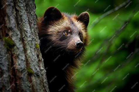 Premium Photo | Fierce Vigilance Wolverine Looking Out for Prey