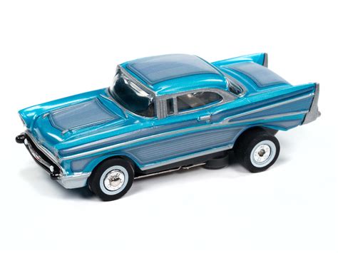 Auto World Thunderjet 1957 Chevrolet Bel Air Lowrider (Aqua) HO Scale Slot Car – Turn One Hobbies