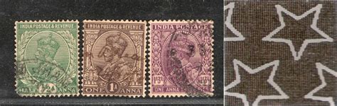 India 3 Diff KG V ½A 1A & 1A3p ERROR WMK - Multi Star Inverted Used as ...