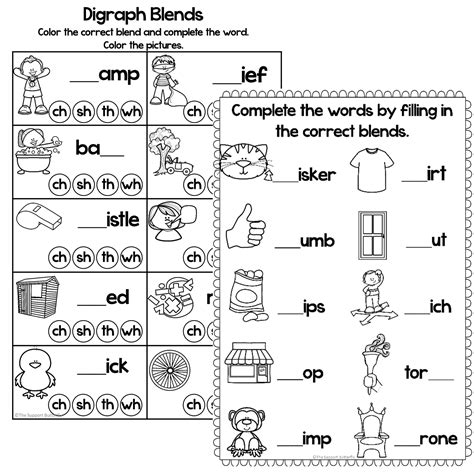 Consonant Digraph and Blends Hidden Picture Coloring page - Educational ...