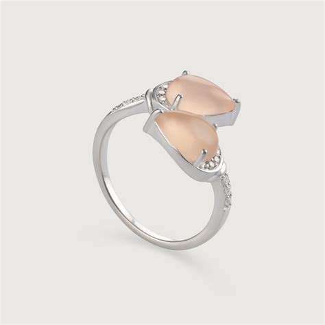 Peach Chalcedony Silver Finger Ring