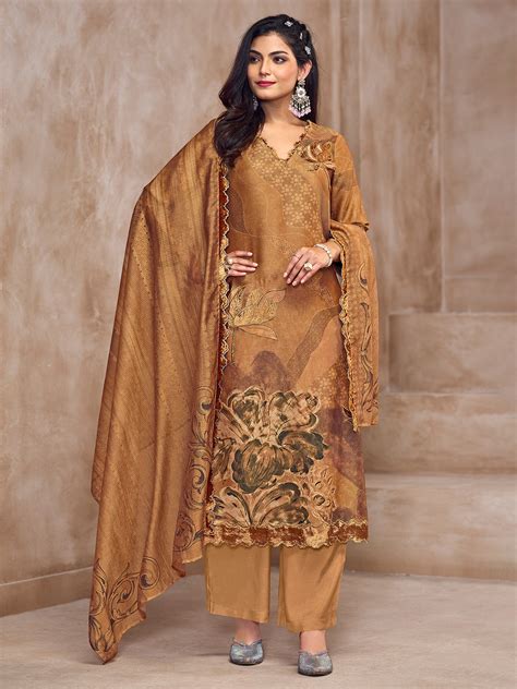 Buy Manvi Kurta Set with Dupatta - Brown | Shop Saundh