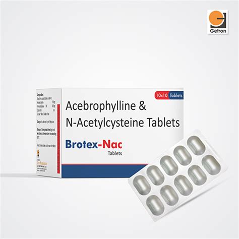 Brotex Nac Tablets - Acebrophylline & N-Acetylcysteine Tablets - Getron ...