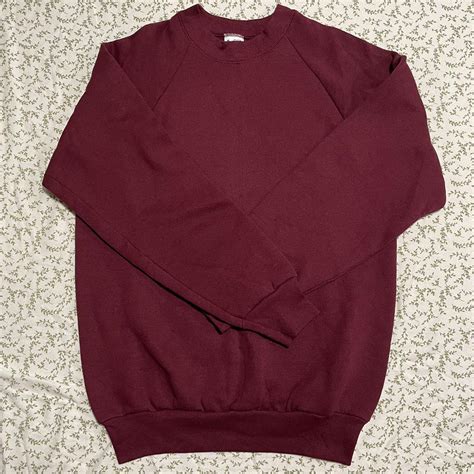 Fruit of the Loom Men's Burgundy Jumper | Depop