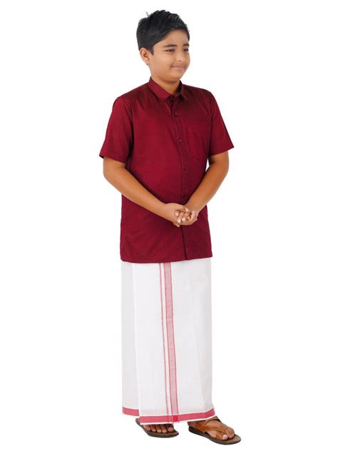 Boys Giza Club Matching Dhoti & Shirt Combo Maroon GL6-Side view