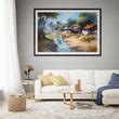 Tranquil Riverside Indian Village Watercolor Art Print