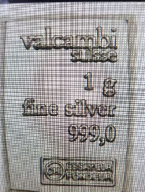 1 Gram Silver Bar From Valcambia Suisse Combi Bar .999 Purity New - Etsy